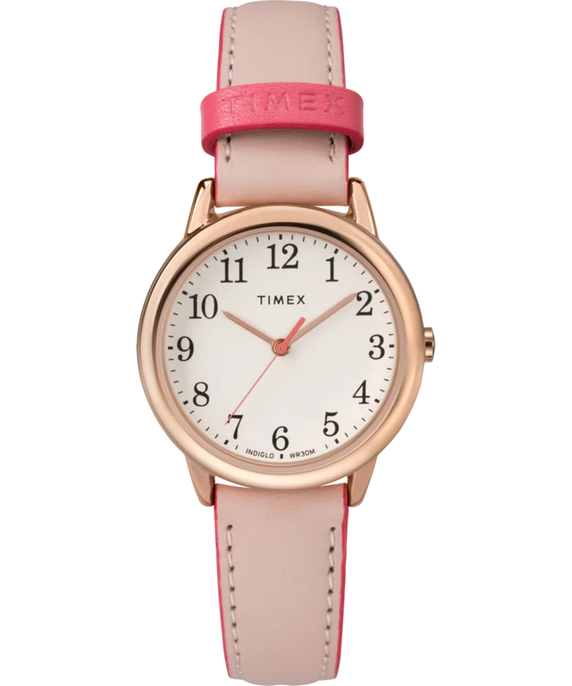 Timex Easy Reader Color Pop 30mm White Dial Pink Leather Women&
