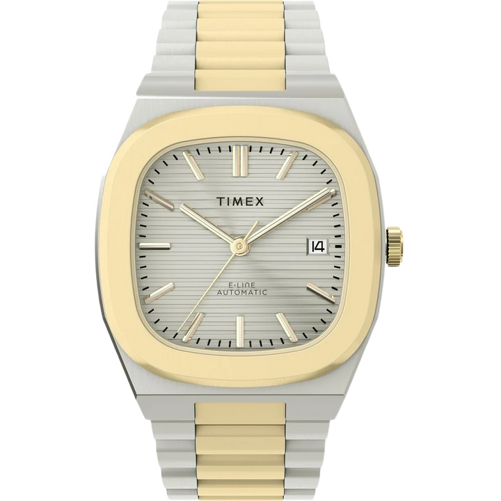 Timex E Line Automatic TV Dial 38mm Silver Dial Steel Bracelet Men&