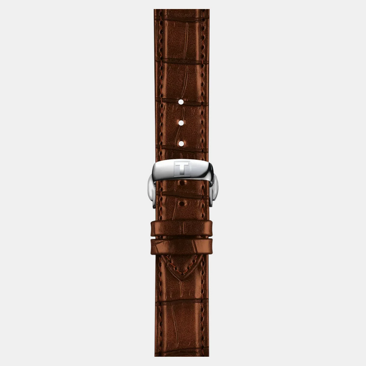 Tissot Le Locle Open Heart Powermatic 80 Watch – 39.3mm Silver Dial Leather Strap | T0064071603301