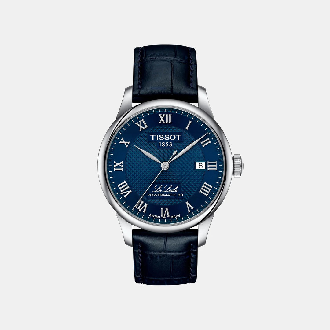 Tissot Le Locle Powermatic 80 Watch – 39mm Blue Dial Blue Leather Strap | T0064071604300
