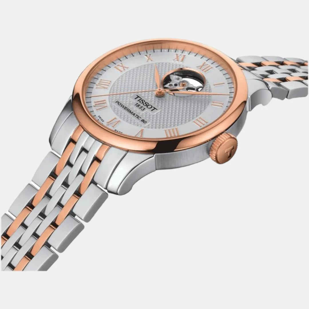 Tissot Le Locle Open Heart Two-Tone Powermatic 80 Watch – 39.3mm Rose Gold | T0064072203302