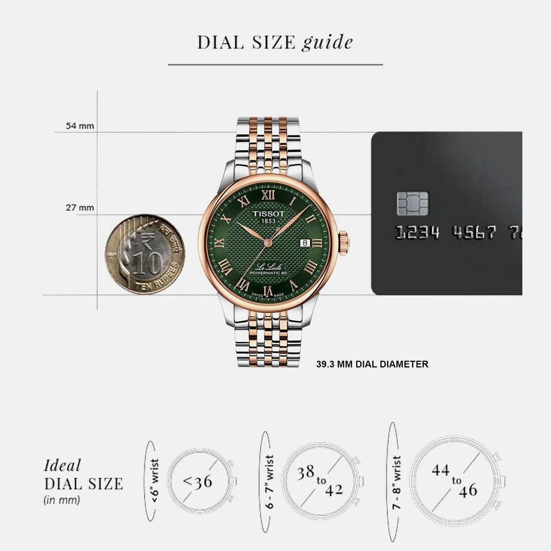 Tissot Le Locle Powermatic 80 Two-Tone Watch – 39.3mm Green Guilloche Dial
