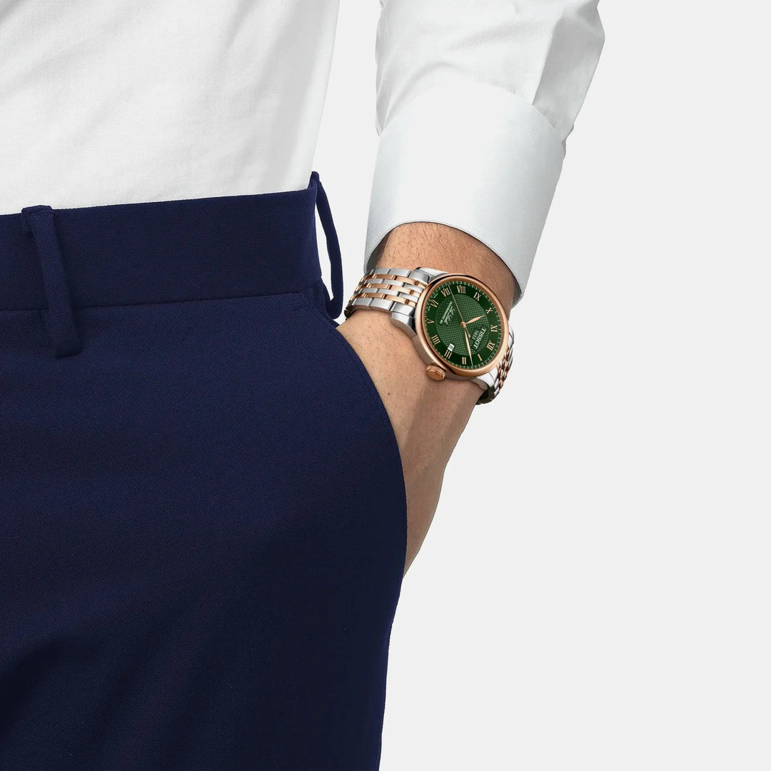 Tissot Le Locle Powermatic 80 Two-Tone Watch – 39.3mm Green Guilloche Dial
