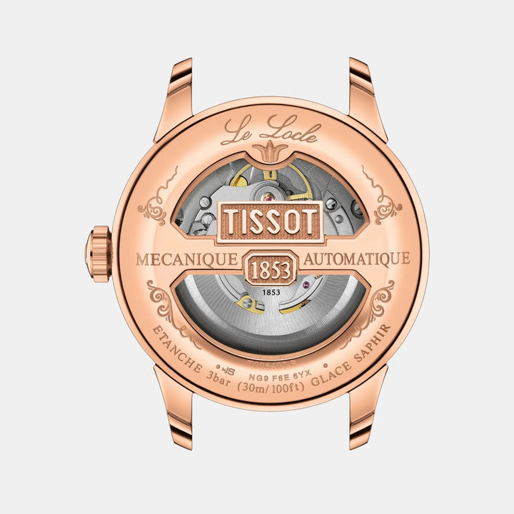 Tissot Le Locle Powermatic 80 Rose Gold Watch – 39.3mm Black Dial Leather Strap