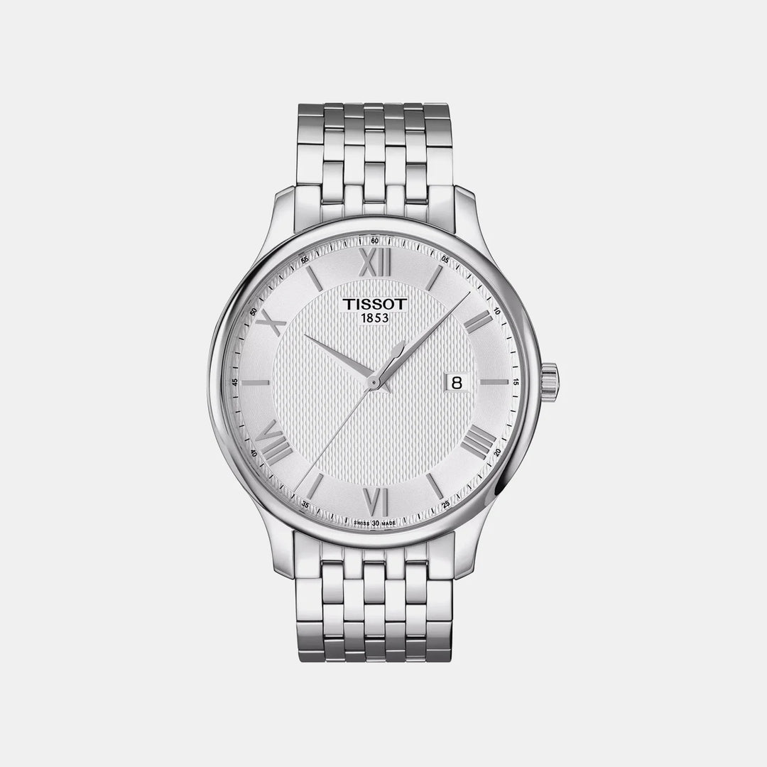 Tissot Tradition Quartz Watch – 42mm Silver Dial Steel Bracelet