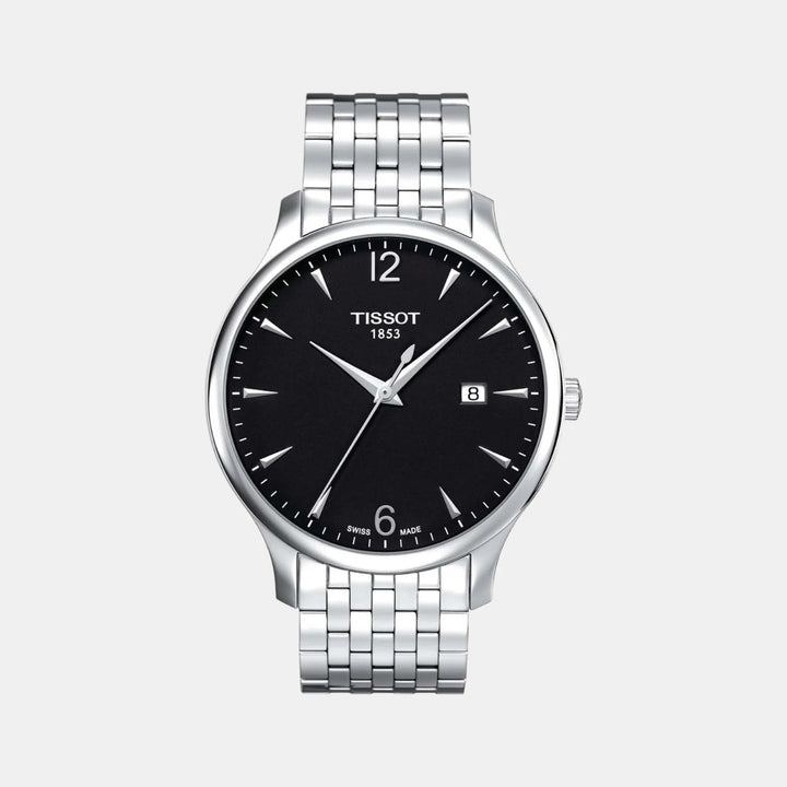 Tissot Tradition Quartz Watch – 42mm Black Dial Steel Bracelet