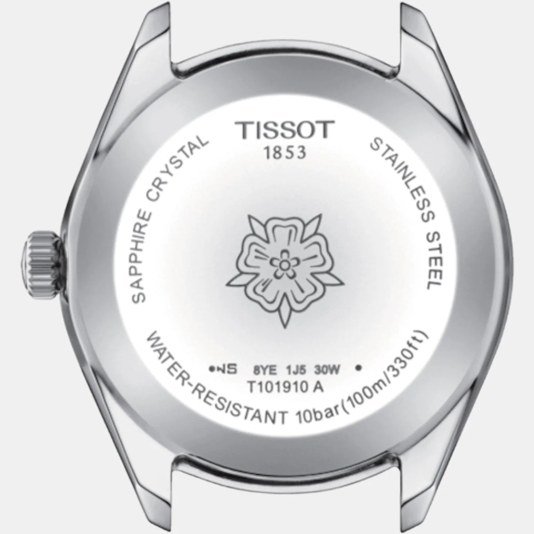 Tissot PR 100 Sport Chic Ladies Watch – 36mm Ice Blue Dial Steel Bracelet