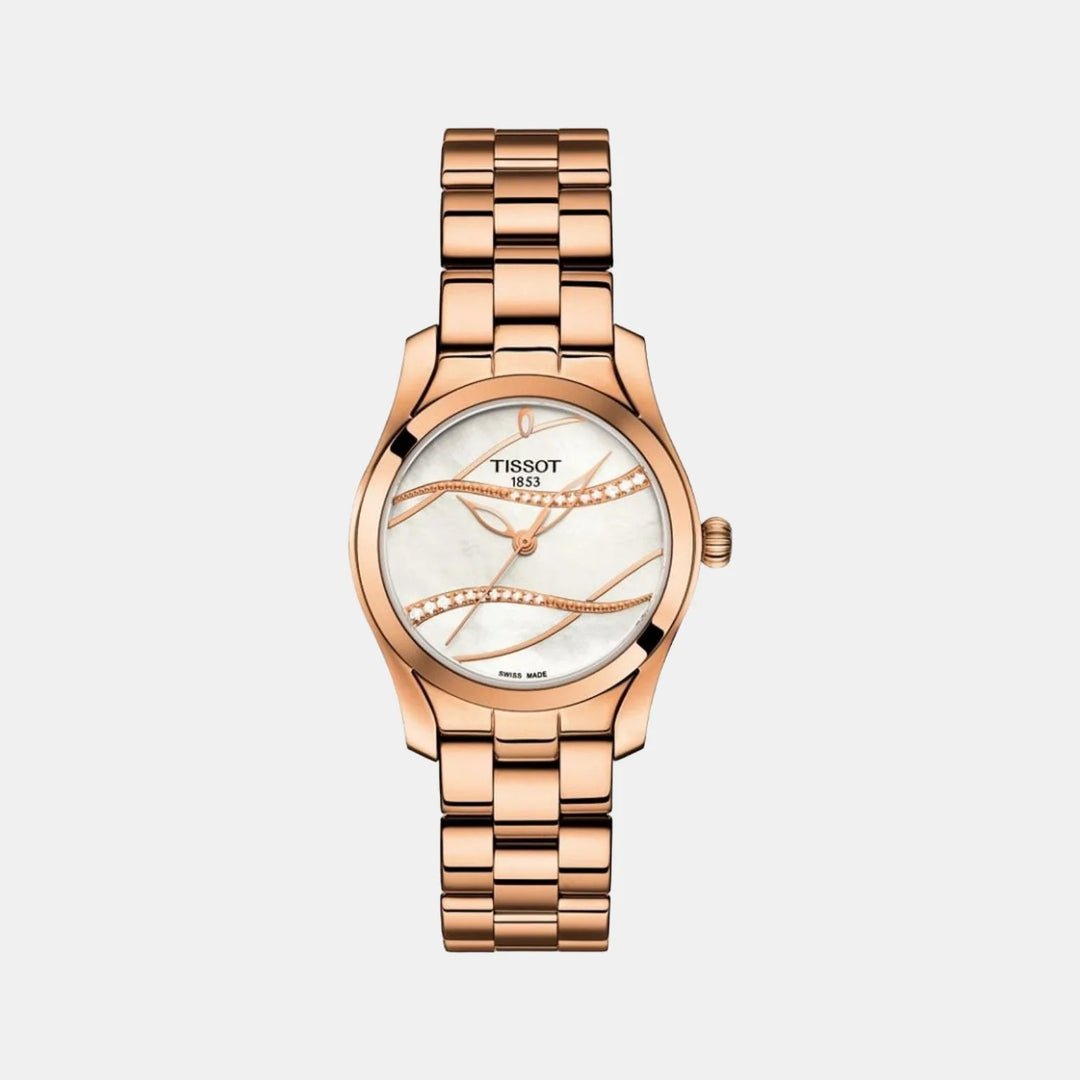 Tissot T-Wave Ladies Watch – 30mm Mother-of-Pearl Diamond Dial Rose Gold Bracelet