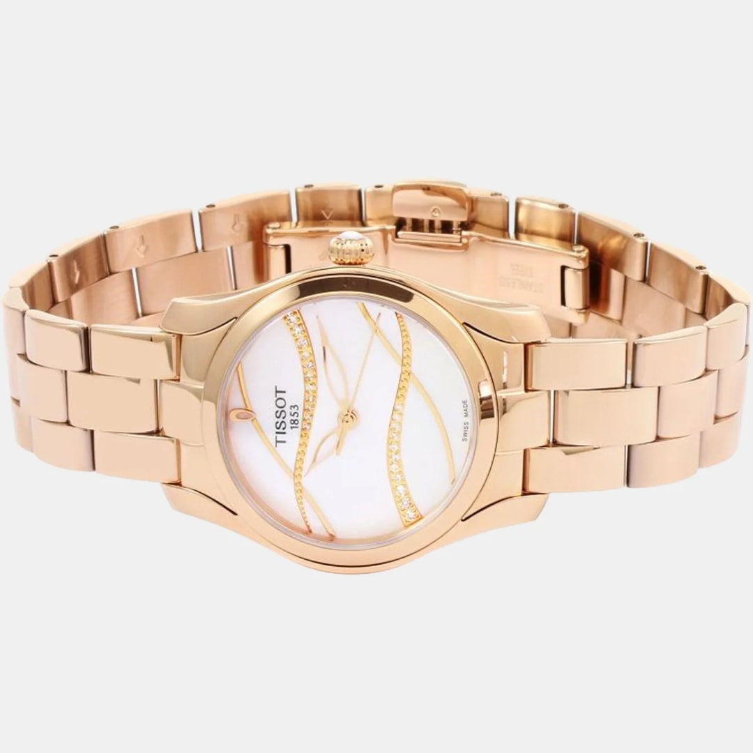 Tissot T-Wave Ladies Watch – 30mm Mother-of-Pearl Diamond Dial Rose Gold Bracelet