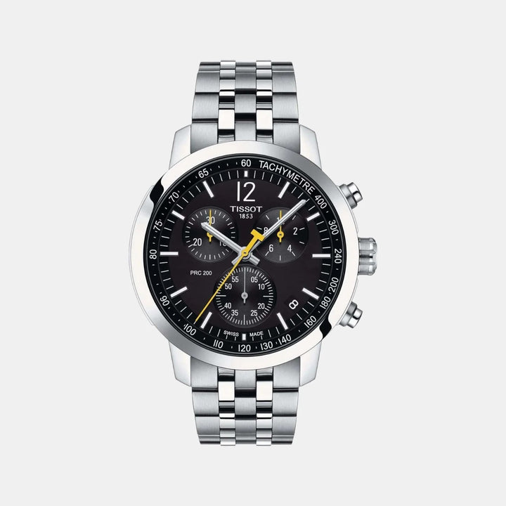 Tissot PRC 200 Quartz Chronograph Watch – 43mm Black Dial Steel Bracelet