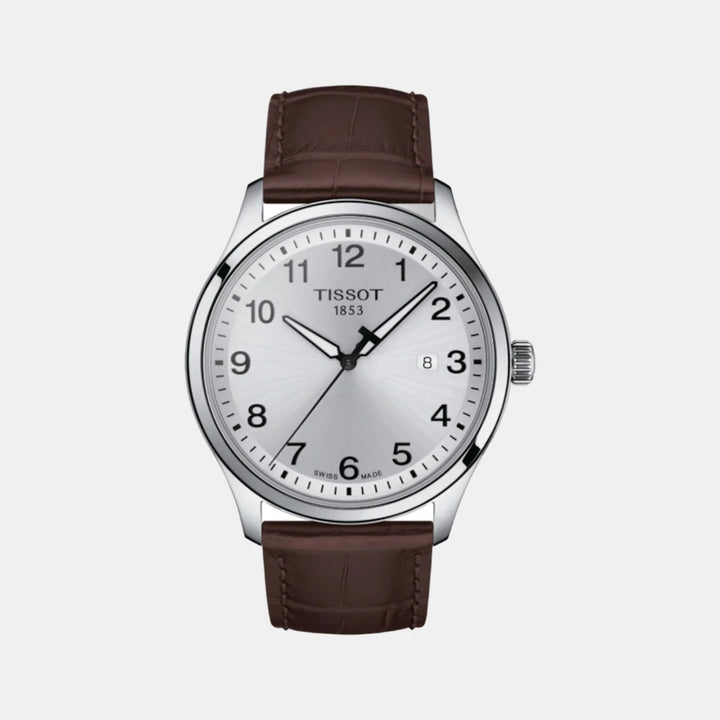 Tissot Gent XL Classic Quartz Watch – 42mm Silver Dial Brown Leather Strap