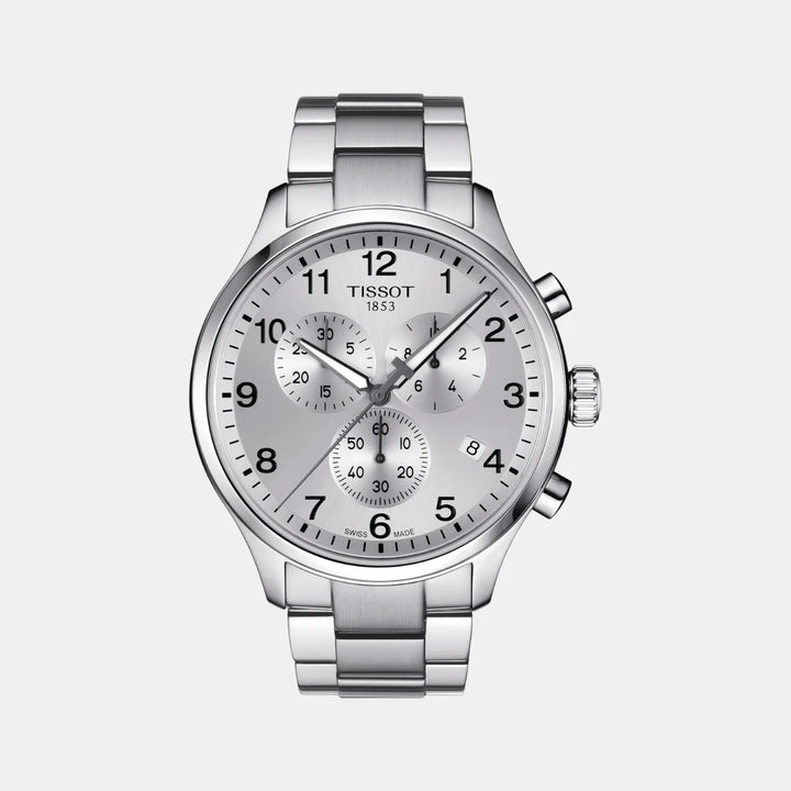 Tissot Chrono XL Classic Quartz Chronograph Watch – 45mm Silver Dial Steel Bracelet