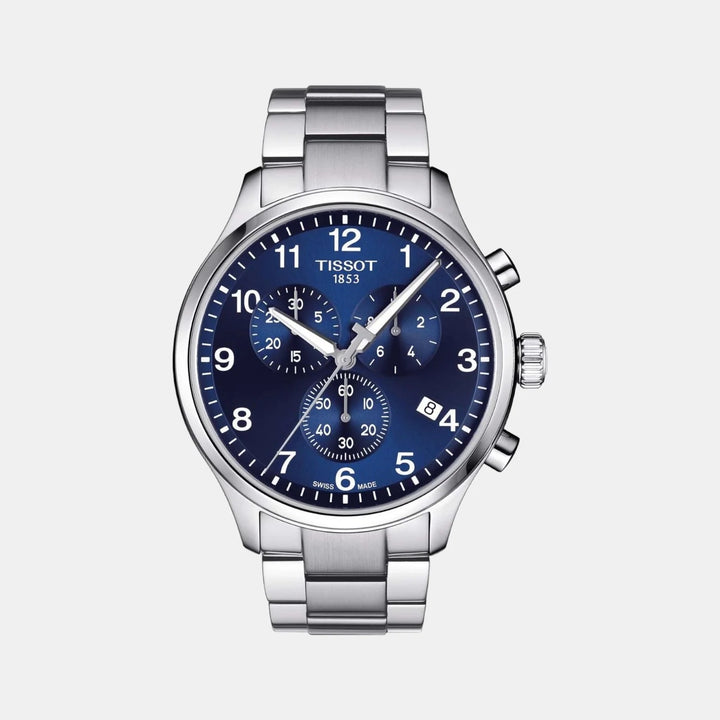 Tissot Chrono XL Classic Quartz Chronograph Watch – 45mm Blue Dial Steel Bracelet