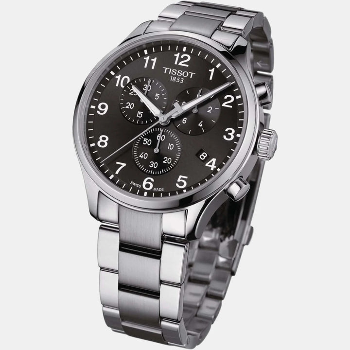Tissot Chrono XL Classic Quartz Chronograph Watch – 45mm Black Dial Steel Bracelet