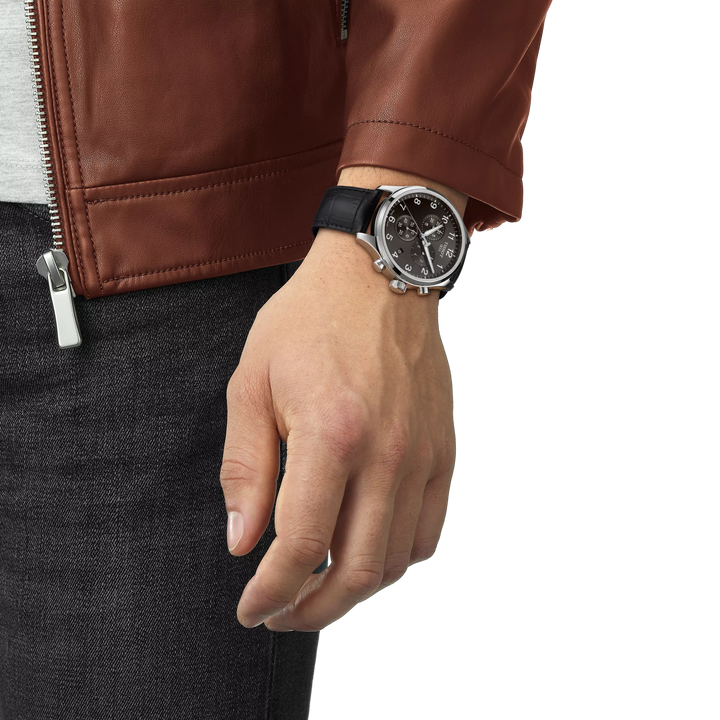 Tissot Chrono XL Classic Quartz Chronograph Watch – 45mm Black Dial Leather Strap