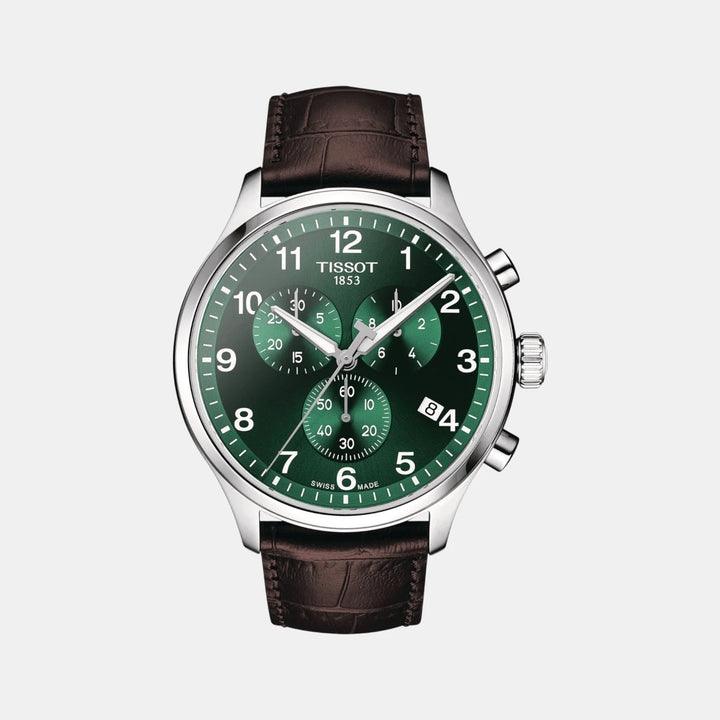 Tissot Chrono XL Classic Quartz Chronograph Watch – 45mm Green Dial Leather Strap