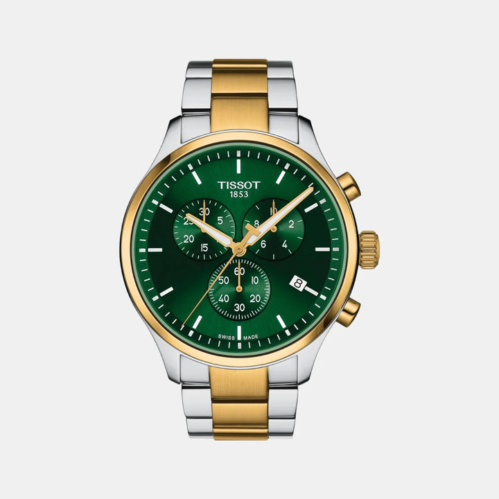 Tissot Chrono XL Classic Quartz Chronograph Watch – 45mm Green Dial Two-Tone Bracelet