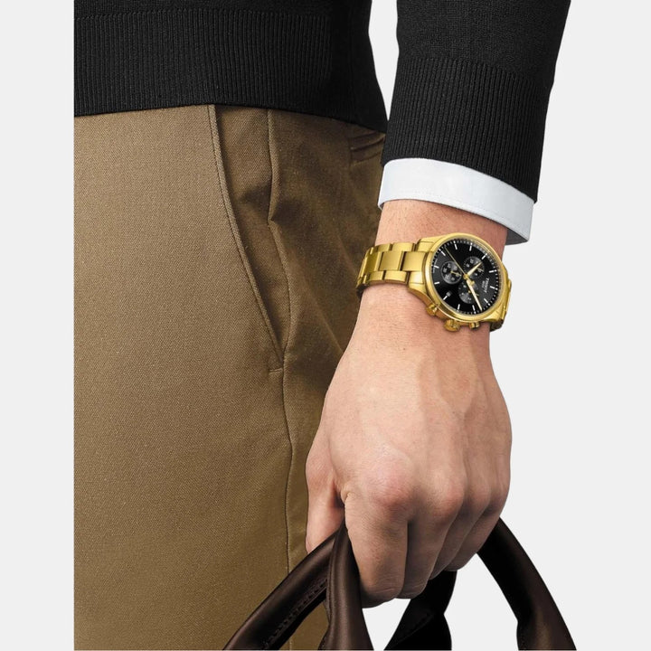 Tissot Chrono XL Classic Quartz Chronograph Watch – 45mm Black Dial Black PVD Strap