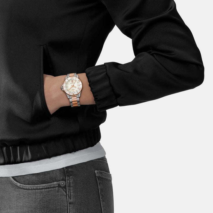 Tissot Seastar 1000 Quartz Watch – 36mm Mother-of-Pearl Dial Two-Tone Rose Gold Bracelet