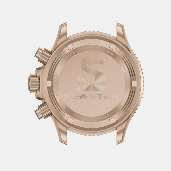 Tissot Seastar 1000 Quartz Chronograph Watch – 38mm Turquoise Dial Rose Gold Silicone Strap