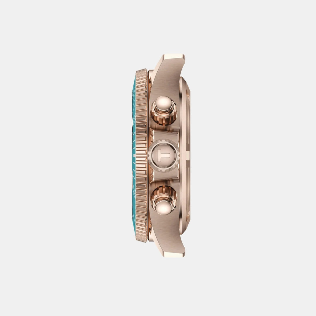 Tissot Seastar 1000 Quartz Chronograph Watch – 38mm Turquoise Dial Rose Gold Silicone Strap