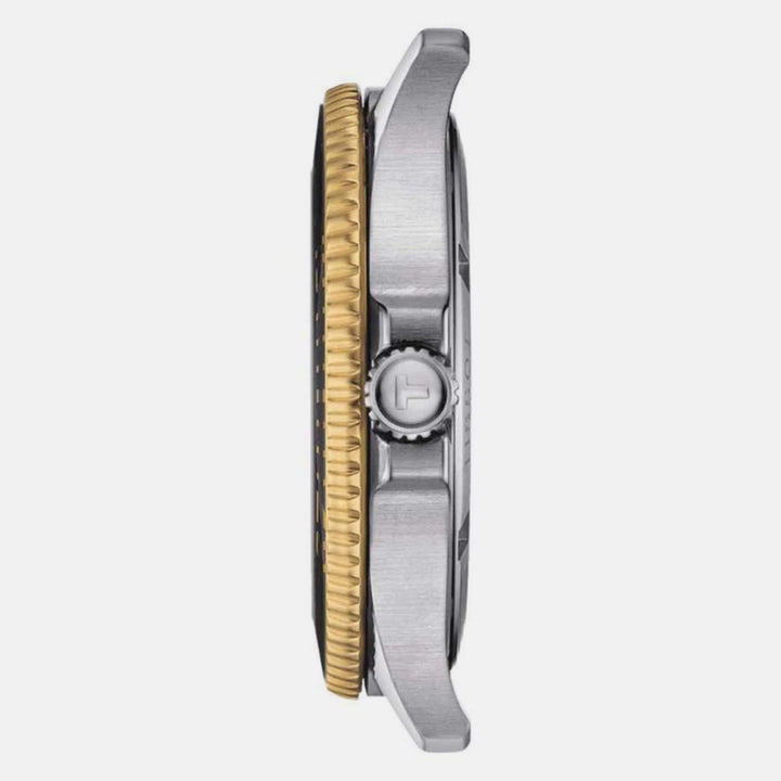 Tissot Seastar 1000 Quartz Watch – 40mm Black Dial Yellow Gold PVD Rubber Strap