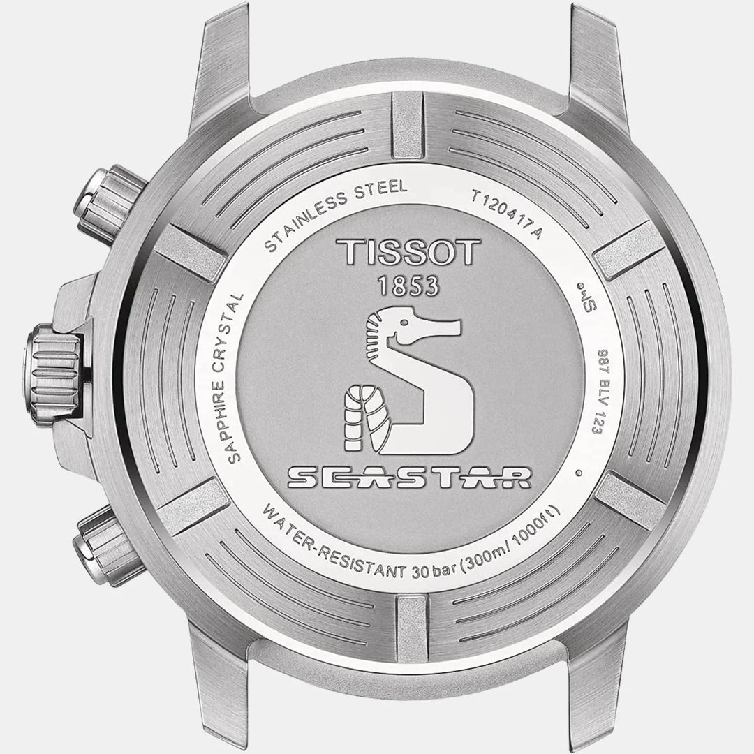 Tissot Seastar 1000 Quartz Chronograph Watch – 45.5mm Blue Dial Pepsi Bezel Steel Bracelet