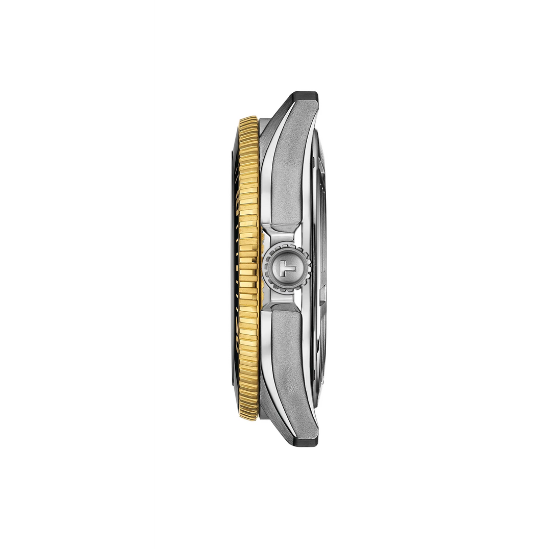 Tissot Seastar 1000 Powermatic 80 Watch – 40mm Grey Dial Two-Tone Yellow Gold Bracelet