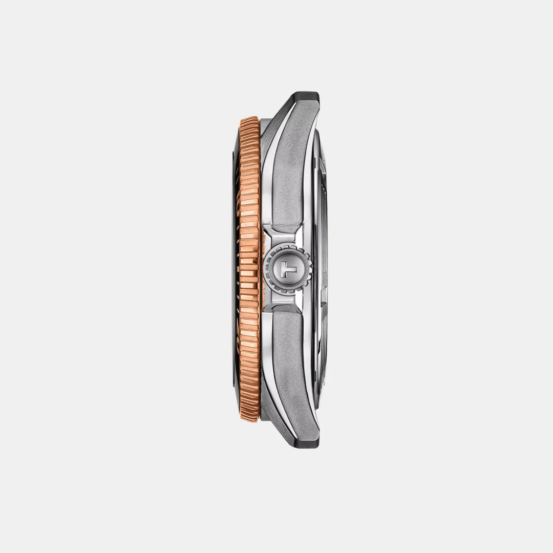 Tissot Seastar 1000 Powermatic 80 Watch – 40mm Black Dial Two-Tone Yellow Gold Bracelet