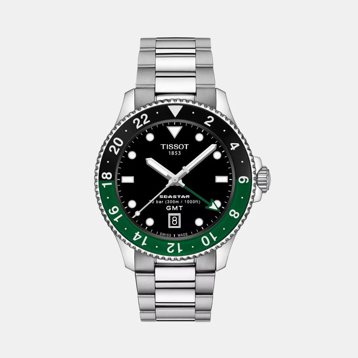 Tissot Seastar 1000 GMT Quartz Watch – 40mm Black Dial Steel Bracelet