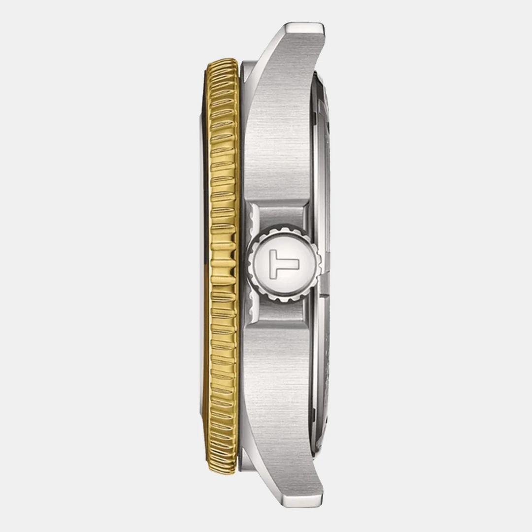 Tissot Seastar 1000 GMT Quartz Watch – 40mm Black Dial Root Beer Two-Tone Yellow Gold Bracelet