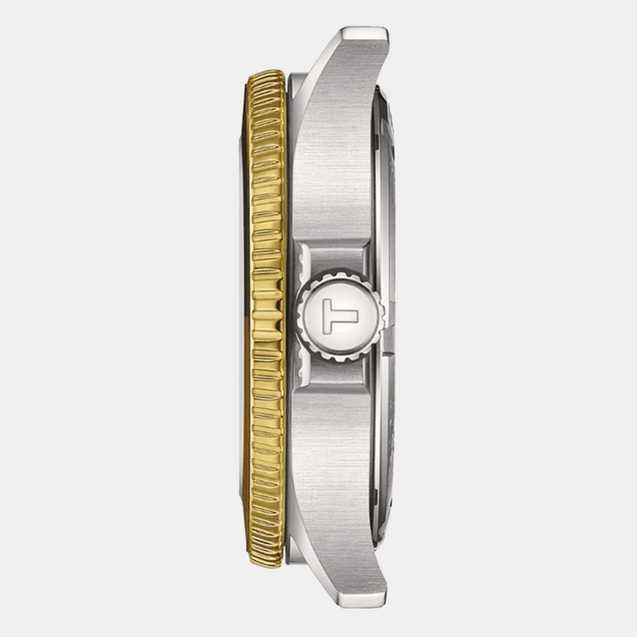 Tissot Seastar 1000 GMT Quartz Watch – 40mm Black Dial Root Beer Two-Tone Yellow Gold Bracelet