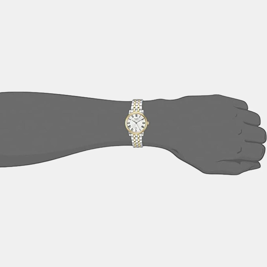 Tissot Carson Premium Lady Watch – 30mm Silver Dial Two-Tone Yellow Gold Bracelet
