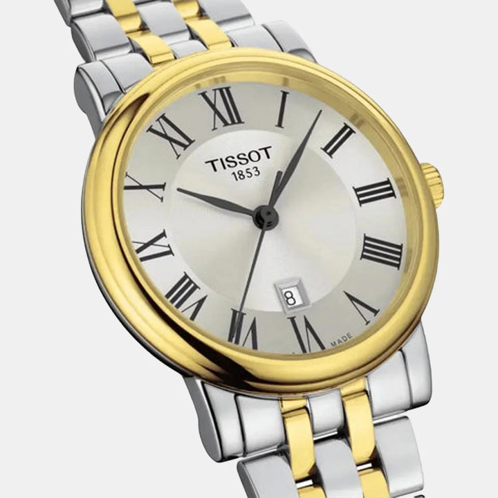 Tissot Carson Premium Lady Watch – 30mm Silver Dial Two-Tone Yellow Gold Bracelet
