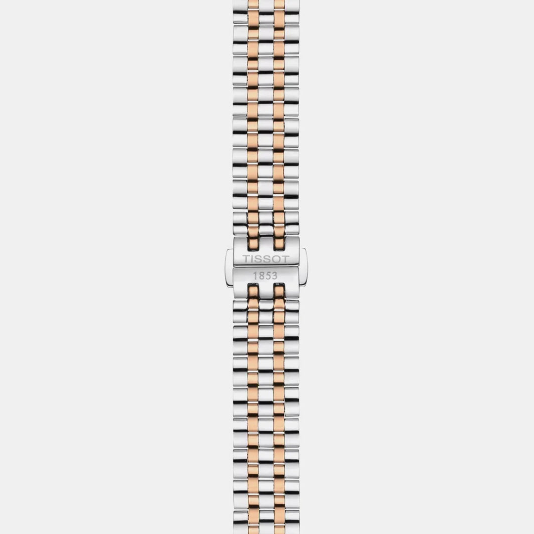 Tissot Carson Premium Lady Watch – 30mm Silver Dial Two-Tone Rose Gold Bracelet