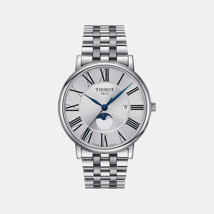 Tissot Carson Premium Gent Moonphase Watch – 40mm Silver Dial Steel Bracelet