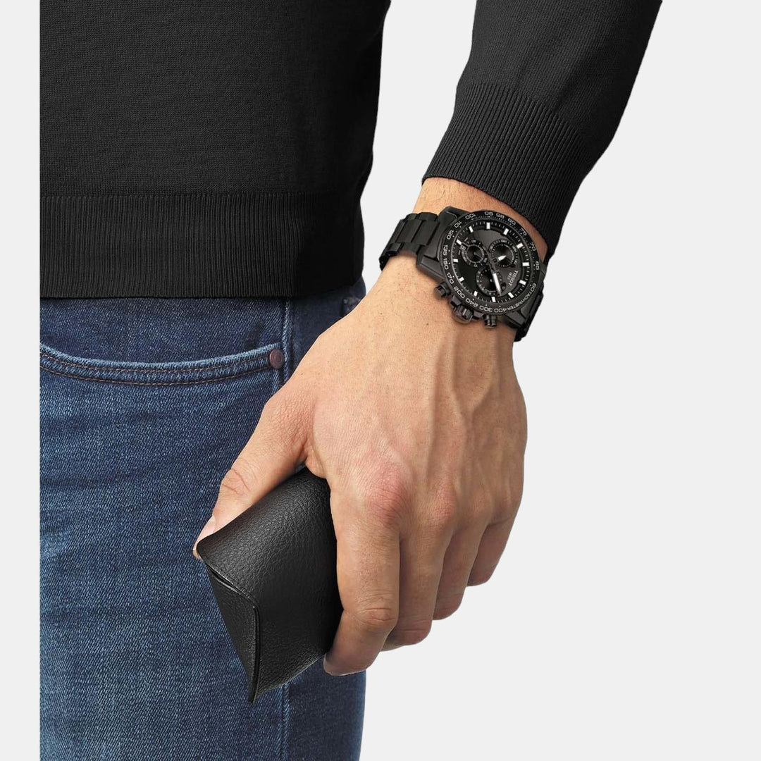 Tissot Supersport Chrono Quartz Chronograph Watch – 45.5mm Black Dial Black PVD Steel Bracelet