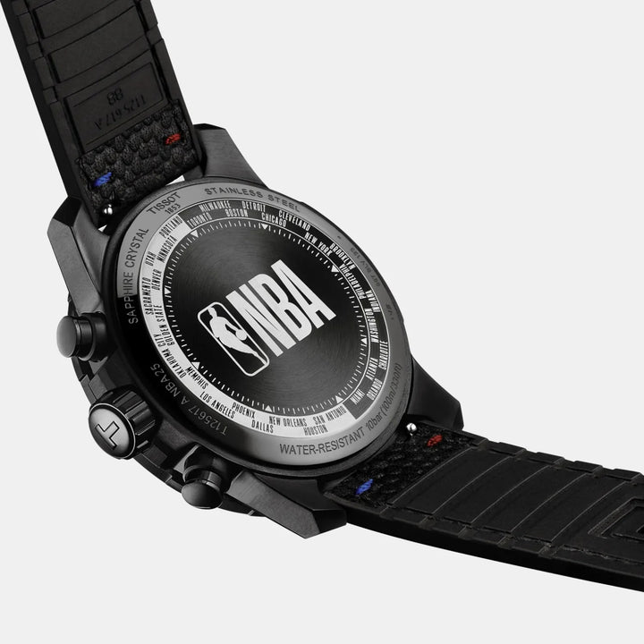 Tissot Supersport NBA 2025 Special Edition Chronograph Watch – 45.5mm Black Dial Black Leather Strap