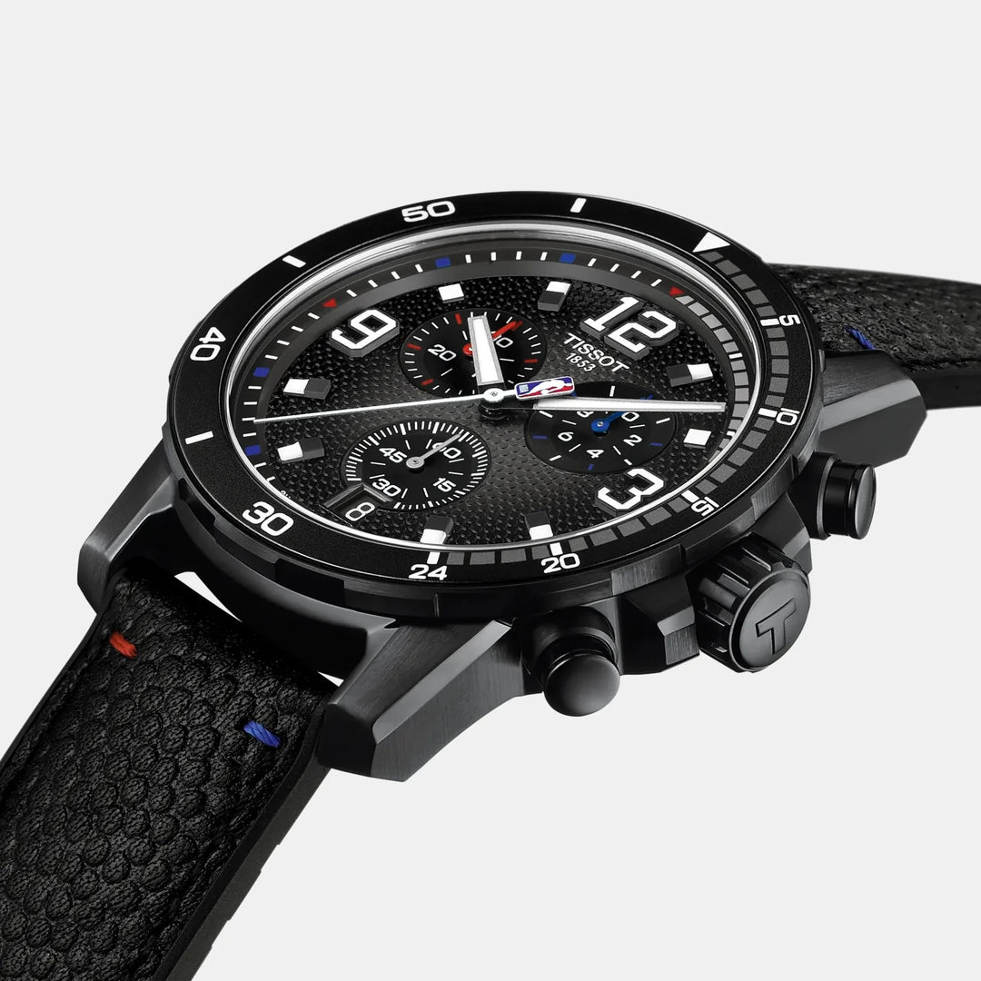 Tissot Supersport NBA 2025 Special Edition Chronograph Watch – 45.5mm Black Dial Black Leather Strap