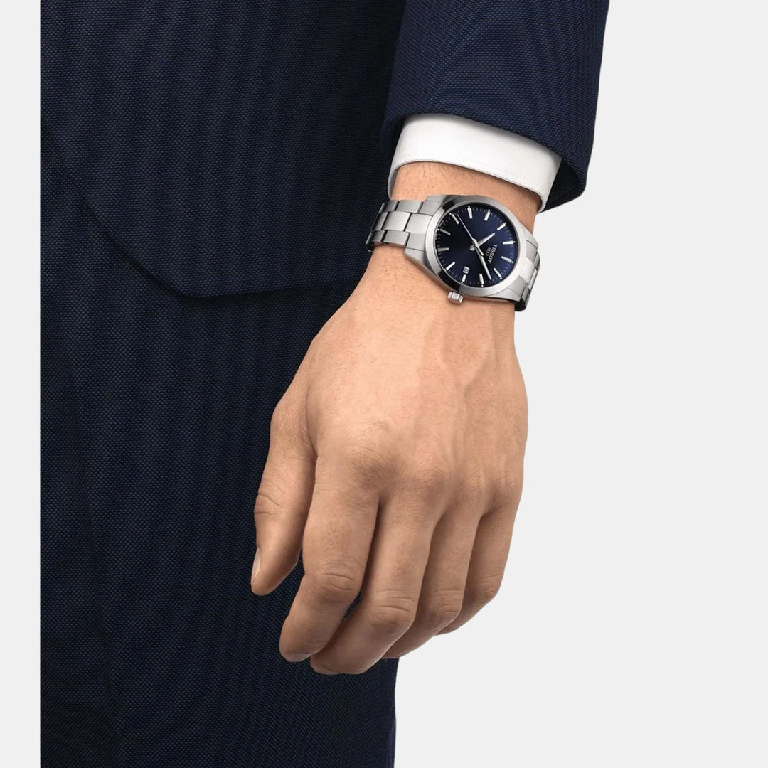Tissot Gentleman Quartz Watch – 40mm Blue Dial Steel Bracelet