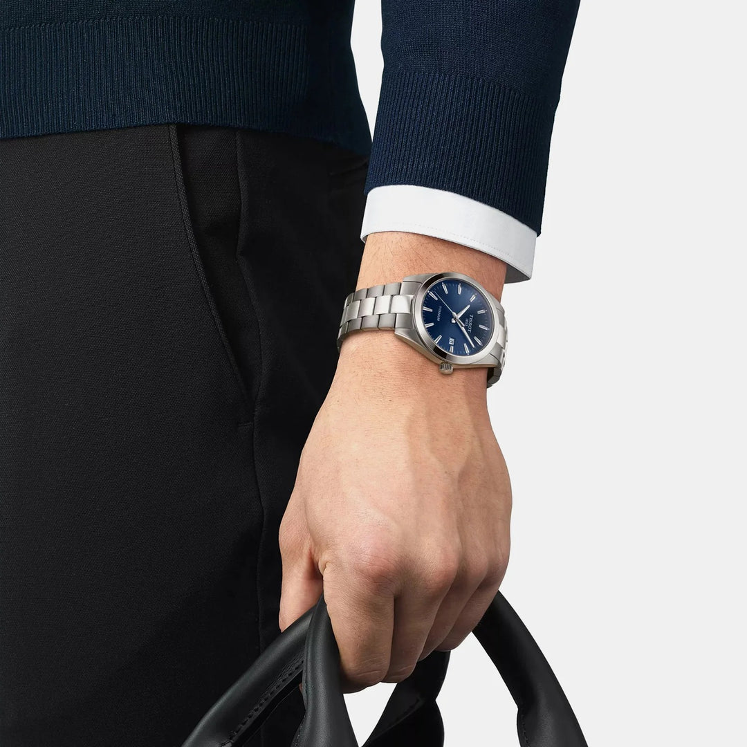 Tissot Gentleman Titanium Quartz Watch – 40mm Blue Dial Titanium Bracelet