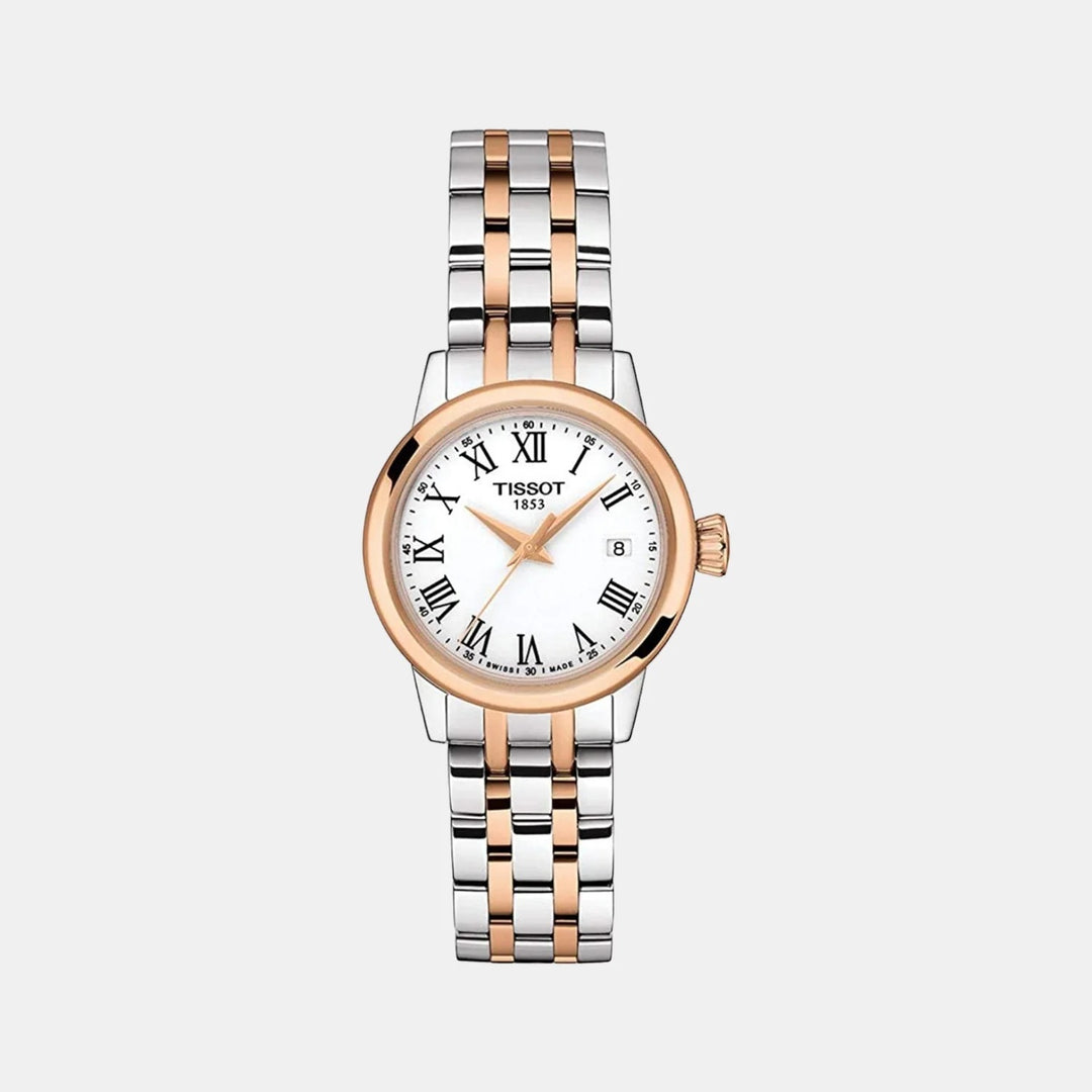 Tissot Classic Dream Lady Watch – 28mm White Dial Two-Tone Rose Gold Bracelet