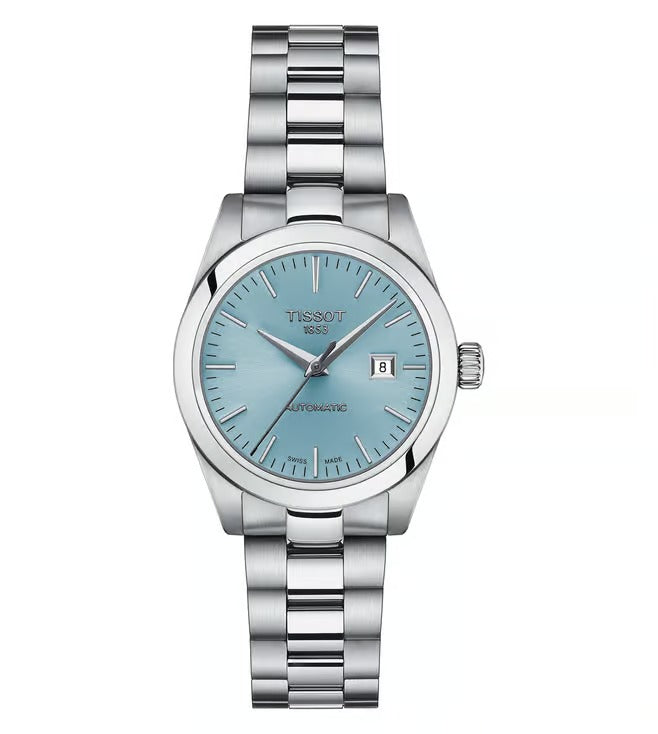 Tissot T-My Lady Automatic Watch – 29.3mm Ice Blue Dial Steel Bracelet