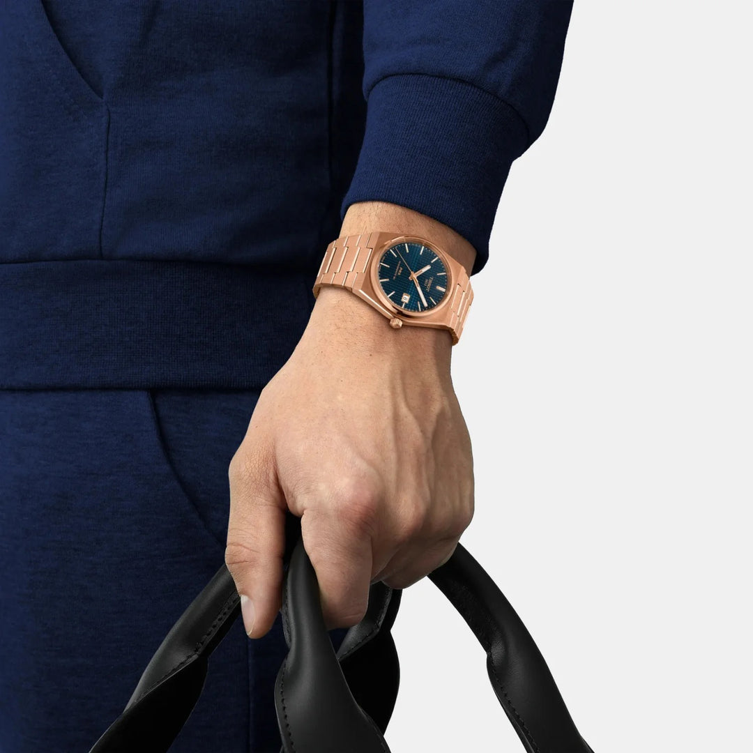 Tissot PRX Powermatic 80 40mm Automatic Watch – Blue Dial Yellow Gold PVD