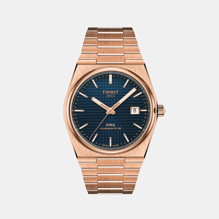 Tissot PRX Powermatic 80 40mm Automatic Watch – Blue Dial Yellow Gold PVD
