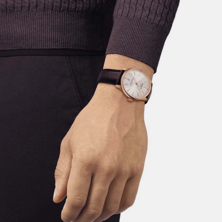 Tissot Chemin des Tourelles 39mm Powermatic 80 Watch – Silver Dial Rose Gold