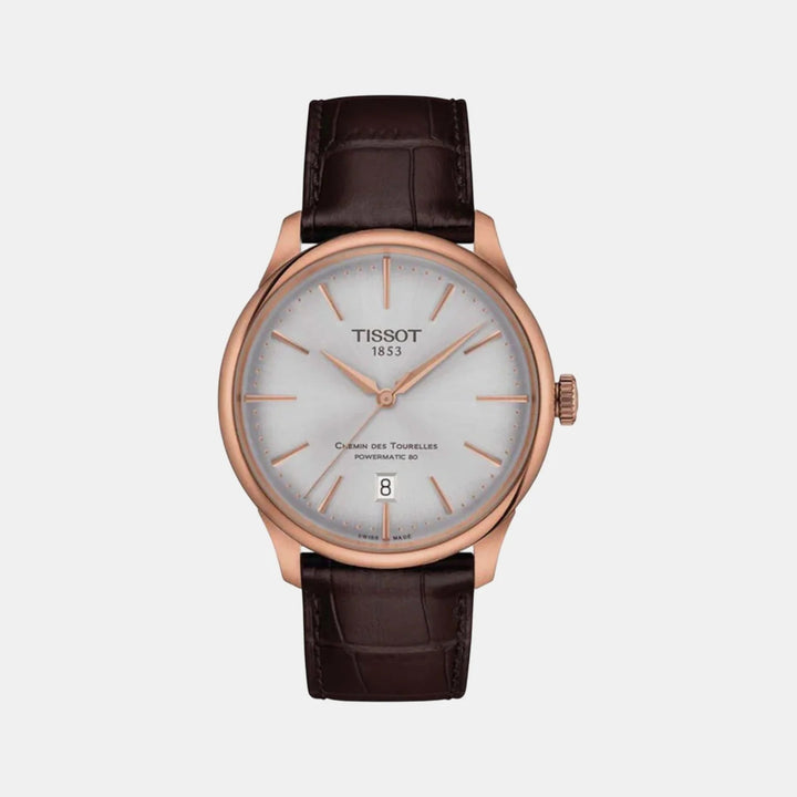 Tissot Chemin des Tourelles 39mm Powermatic 80 Watch – Silver Dial Rose Gold