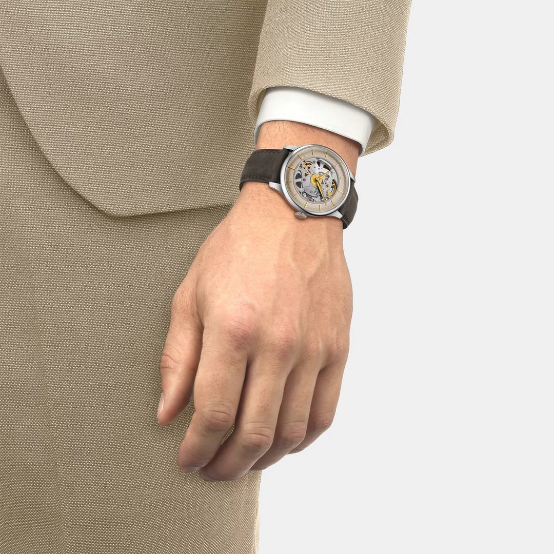 Tissot Chemin des Tourelles Skeleton 39mm Powermatic 80 Watch – Ivory Titanium