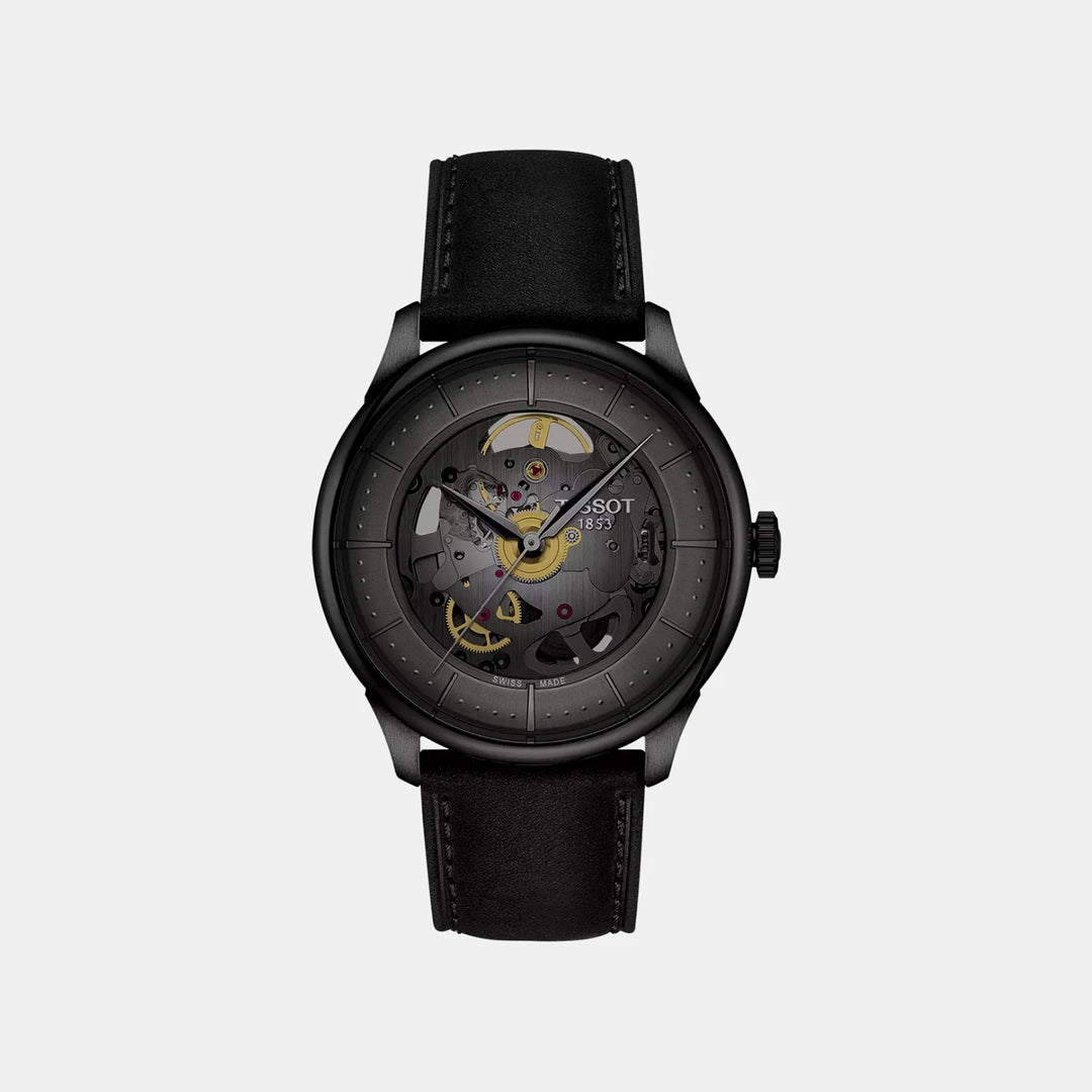 Tissot Chemin des Tourelles Skeleton 39mm Powermatic 80 Watch – Black PVD