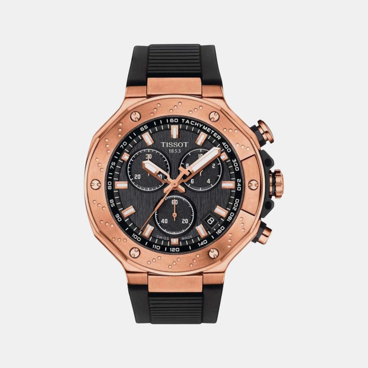 Tissot T-Race Chronograph 45mm Quartz Watch – Black Dial Black Rubber Strap